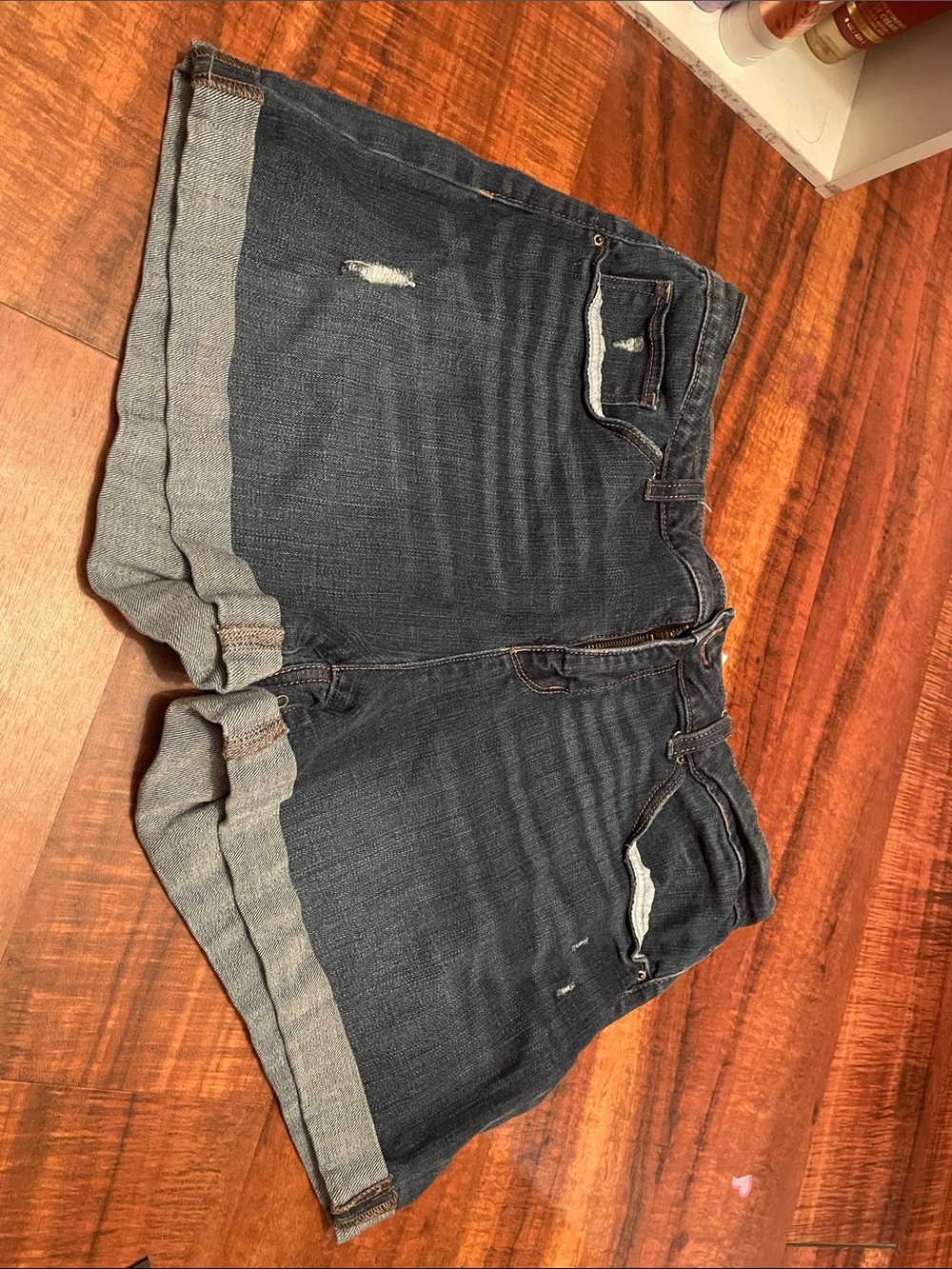 Time and Tru Dark Blue Rolled-Hem Jean Shorts